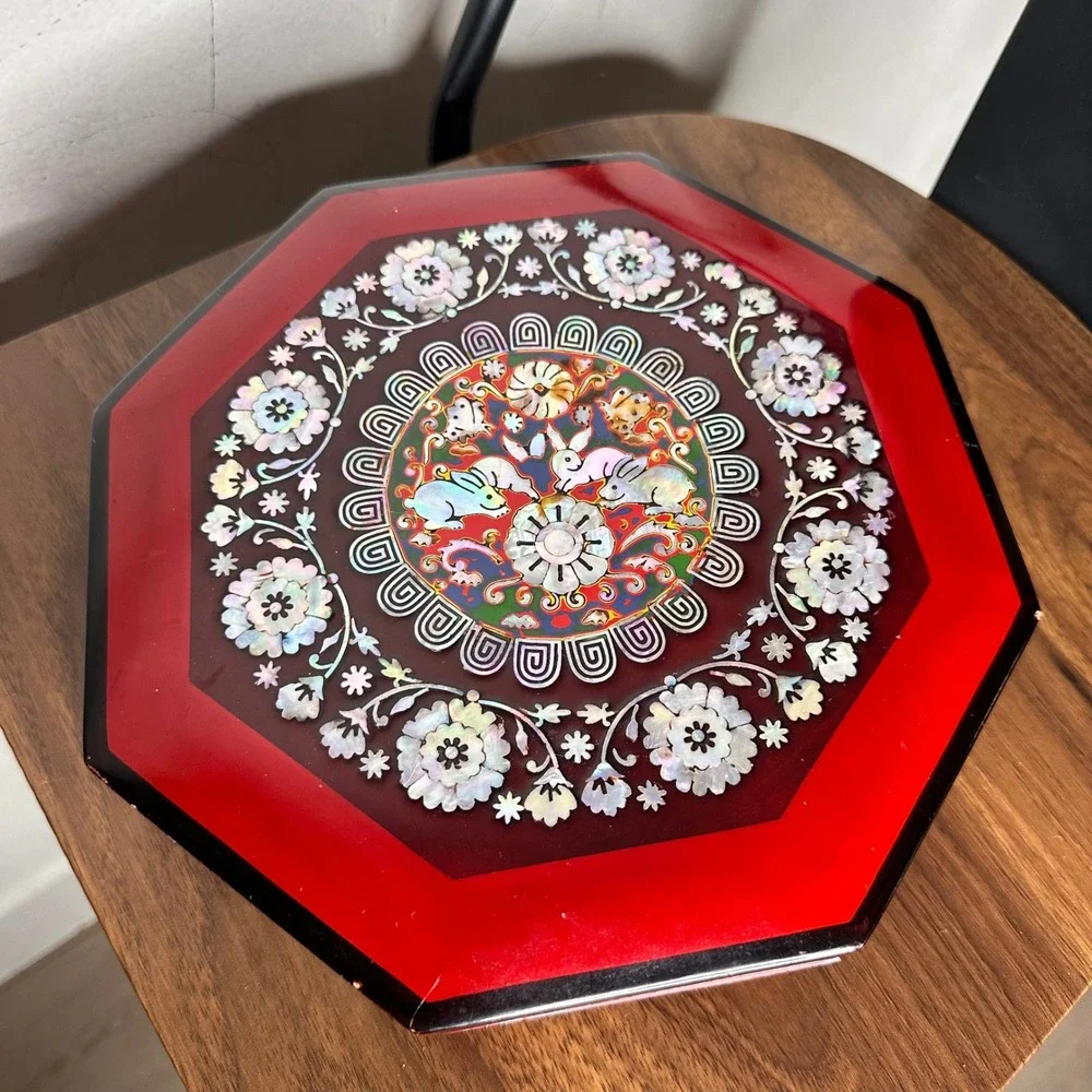 Vintage‎ Chinese Lacquer Inlaid Mother of Pearl 